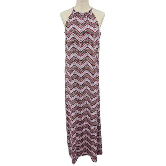 Trina Turk Milian 2 Chevron Maxi Dress Purple Women's XS Preppy Beach Summer - Picture 3 of 14